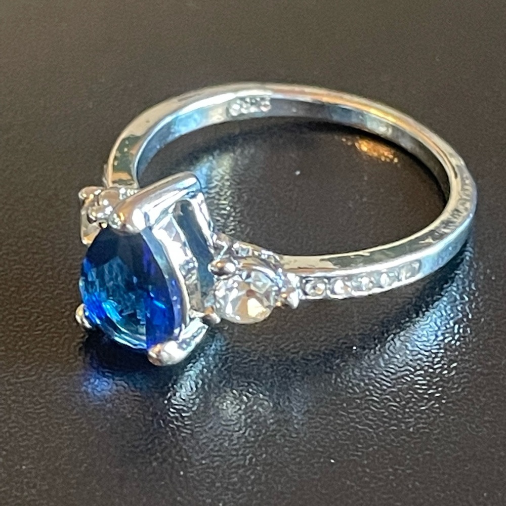 Blue sapphire S925 silver ring size 6 - Picture 4 of 9